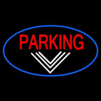 Parking And Down Arrow Oval With Blue Border Neontábla