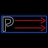 Parking P With Arrow With Blue Border Neontábla