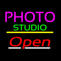 Photo Studio Open Yellow Line Neontábla