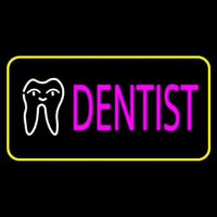 Pink Dentist Tooth Logo Yellow Border Neontábla