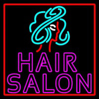 Pink Double Stroke Hair Salon With Girl Logo Neontábla