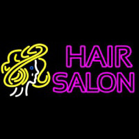 Pink Double Stroke Hair Salon With Girl Logo Neontábla