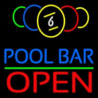 Pool Bar Open Neontábla