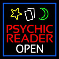 Psychic Reader Open Block Blue Border Neontábla