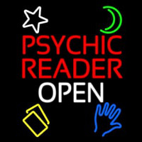 Psychic Reader Open Block White Border Neontábla