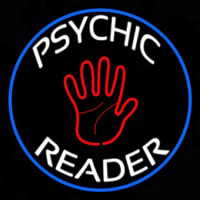 Psychic Reader With Palm Blue Circle Neontábla