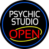 Psychic Studio Red Open Blue Border Neontábla