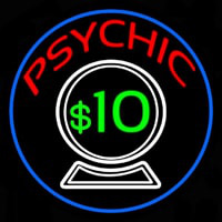 Psychic With Crystal Globe Blue Border Neontábla