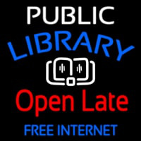 Public Library Open Late Free Internet Neontábla