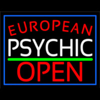 Red European White Psychic Red Open Green Line Neontábla