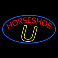 Red Horseshoe Blue Border Neontábla