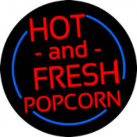 Red Hot And Fresh Popcorn With Border Neontábla