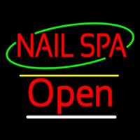 Red Nails Spa Open Yellow Line Neontábla