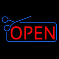 Red Open With Scissor Logo Neontábla