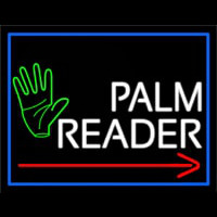 Red Palm Reader Arrow White Border Neontábla