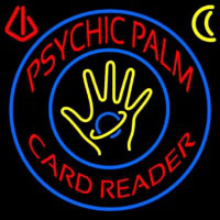 Red Psychic Palm Card Reader Blue Circle Neontábla