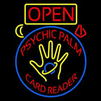 Red Psychic Palm Card Reader Open And Logo Neontábla