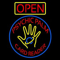 Red Psychic Palm Card Reader Open Neontábla