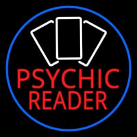 Red Psychic Reader White Cards And Blue Border Neontábla