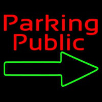 Red Public Parking With Arrow Neontábla