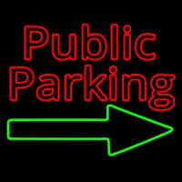 Red Public Parking With Arrow Neontábla