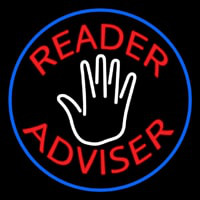 Red Reader Advisor And White Palm Blue Border Neontábla