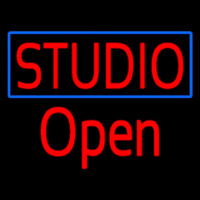 Red Studio Open Blue Border Neontábla