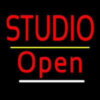 Red Studio Open Yellow Line Neontábla