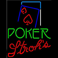 Strohs Green Poker Red Heart Beer Sign Neontábla