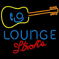 Strohs Guitar Lounge Beer Sign Neontábla