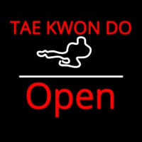 Tae Kwon Do Logo Script1 Open White Line Neontábla