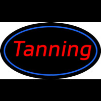 Tanning Oval Blue Border Neontábla