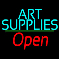 Turquoise Art Supplies With Open 2 Neontábla