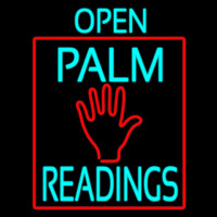 Turquoise Open Palm Readings Red Border Neontábla