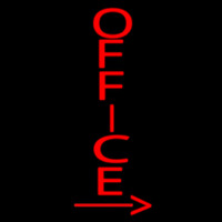 Vertical Red Office With Arrow Neontábla