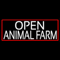 White Open Animal Farm With Red Border Neontábla