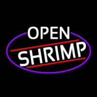 White Open Shrimp Oval With Blue Border Neontábla