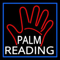 White Palm Reading Blue Border Neontábla