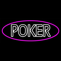 White Poker With Oval Neontábla