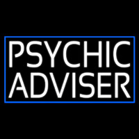 White Psychic Advisor Blue Border Neontábla