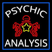 White Psychic Analysis With Logo And Blue Border Neontábla