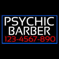 White Psychic Barber With Phone Number Neontábla