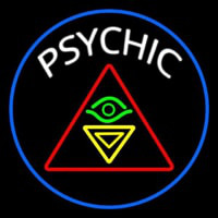 White Psychic Logo And Blue Border Neontábla