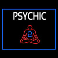 White Psychic Logo With Blue Border Neontábla