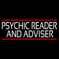 White Psychic Reader And Advisor With Red Line Neontábla