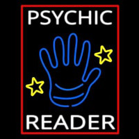 White Psychic Reader With Blue Palm Neontábla