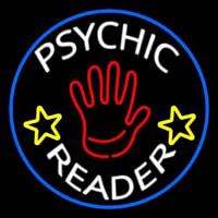 White Psychic Reader With Red Palm Blue Circle Neontábla