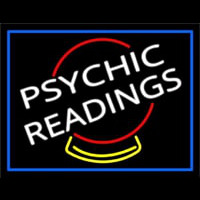 White Psychic Readings Crystal Blue Border Neontábla