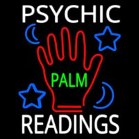 White Psychic Readings Green Palm With Logo Neontábla