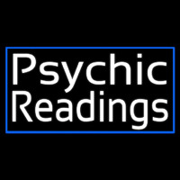 White Psychic Readings With Blue Border Neontábla